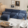 Homall 3-seat L-shaped Cloud Couch Sectional Sofa with reversible toffee chair Movable Footrest Sofa, Blue - Image 1
