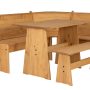 Linon Wickford 3-Piece Coastal Corner Breakfast Nook Dining Set with Storage, Natural - Image 1