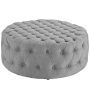 Modway Amour Round Upholstered Ottoman, Light Gray - Image 1