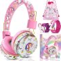 TCJJ Unicorn Headphones for Girls Kids for School, Kids Bluetooth Headphones with Microphone & 3.5mm Jack, Teens Toddlers Wireless Headphones with Adjustable Headband for Tablet/PC - Pink - Image 1