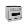 ZLINE - 36 in. Wide 6 Burner 5.2 cu. ft. Classic Dual Fuel Freestanding Range with Cooktop and Convection Oven - Stainless Steel - Image 2
