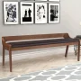 Boraam Rasmus Low Back Acacia Wood Dining Bench with Faux Leather Upholstery - Chestnut Wire - Image 1