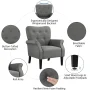 Alden Design Mid-century Upholstered Fabric Accent Armchair for Living Room with Wooden Leg, Dark Gray - Image 4