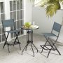 Blue Folding Bar Stools Set of 2 Backrest Humanized Footrest - Image 5