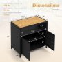 Gray Rattan Storage Cabinet with Acacia Wood Countertop for Poolside Deck and Patio - Image 4