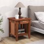 Rattan Nightstand End Table with Drawer and Storage Shelf - Image 2