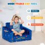 Blue 2-in-1 Convertible Kids Sofa with Velvet Fabric - Image 4