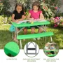 35.4 in. Green Rectangle Steel and Resin Kids Picnic Table Seats 4 - Image 3