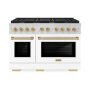 ZLINE - 48 in. Wide 8 Burner Autograph Paramount Double Oven Dual Fuel Freestanding Range with White and Bronze Accents - White - Image 1