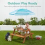 Best Choice Products Outdoor Wooden Kids Picnic Table with Umbrella, Activity Table, 220 lb Capacity - Aqua - Image 2