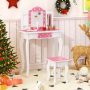 Princess Pretend Play Makeup Dressing Table with Cute Polka Dot Print - Image 5