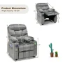 Gymax Kids Youth Recliner Chair Velvet Fabric w/Cup Holder & Side Pocket Grey - Image 2