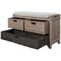 32 in. White Washed Storage Bench with Removable Basket, 2-Drawers, Fully Assembled Shoe Bench with Removable Cushion - Image 4