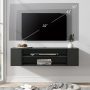 Yellow Light Floating TV Stand with Adjustable Shelves for Living Room Bedroom, Black, 39.4 inch - Image 5