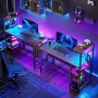 Bestier Computer Gaming PC Desk 44 inch Gamer Table with LED Lights, Reversible 4 Tier Storage Shelves Carbon Fiber - Image 5