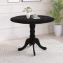 Wooden Dining Table with Round Tabletop and Trestle Legs - Black - Image 1