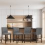 Gray Set of 2 Bar Stools with Back for Kitchen Island - Image 6