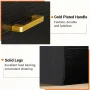 UHOMEPRO Nightstand, Modern 3 Drawer Nightstand, Black Nightstand with Gold Handle, Wooden Side Table Storage Cabinet Unit for Bedroom/Living Room/Small Space - Image 3