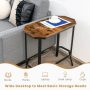 Narrow End Table with Rustic Wood Grain and Stable Steel Frame - Image 5