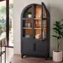 Better Homes & Gardens Juliet Kitchen Rounded Arch Cabinet, Deep Green - Image 1