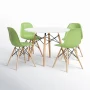 Jordan 4 - Person Four Leg Dining Set - Green/Natural Chairs, Natural Table Base - Image 3