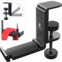 Foldable Headphone Stand Under Desk, Metal Headset Holder Hook for Desk with Cable Organizer, Space-Saving Desk Bag Hook & Backpack Hanger for Gaming Office, Universal Fit, Black - Image 1