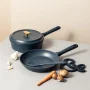 Thyme & Table 18-Piece Non-stick Diecast Cookware & Silicone Utensil Set, Pots and Pans Set - Atlantic Blue - Image 4