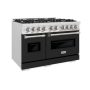 ZLINE - 48 in. Wide 8 Burner 6.7 cu. ft. Freestanding Classic Satin Steel Gas Range with Black Matte Doors - Black Matte - Image 1