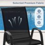 Stackable Outdoor Dining Chairs with Armrests and Breathable Fabric Seat for Pool Side Backyard Set of 4 - Image 6