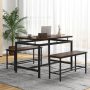 3 Pieces Dining Table Set with Wooden Kitchen Table and 2 Benches - Image 1