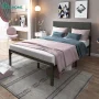 Dextrus Queen Upholstered Platform Bed Frame with Adjustable Headboard, No Box Spring Needed - Image 5
