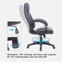 Executive Office Chair PU Leather High-Back Ergonomic Office Chair, Blue, High back with Armrest Pad - Image 3