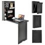 Black Wall-Mounted Fold-Out Convertible Floating Desk Space Saver - Image 3