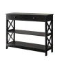 Convenience Concepts Oxford 1-Drawer Console Table, Black Wood finish - Image 2