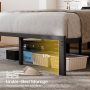 Dayago Queen Size Bed Frame with Upholstered Headboard, LED Light and USB Socket, No Box Spring Needed - Image 6
