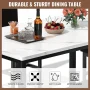 LTTROMAT Dining Table Set for 4, Modern Faux Marble Kitchen Table Set with 4 Leather Upholstered Chairs, 5-Piece Dinette for Dining Room, Nooks - Image 4