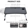 PHANCIR Foldable Lap Desk, 23.6 Inch Portable Wood Laptop Desk Table Workspace Organizer Bed Tray with iPad Slots, Cup Holder and Drawer, Anti-Slip for Working Reading Writing, Eating, Watching-Black - Image 5