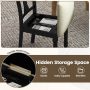 Set of 2 Black Kitchen Dining Chair with Linen Fabric and Storage Space - Image 6