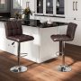 Set of 2 Square Swivel Adjustable Bar Stools with Back and Footrest - Brown - Image 2