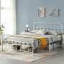 Yaheetech Classic Metal Platform Bed Frame Mattress Foundation with Victorian Style Iron-Art Headboard/Footboard/Under Bed Storage/No Box Spring Needed/Queen Size White - Image 3