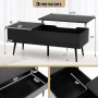 47 Inch Lift Top Coffee Table with 2 Hidden Compartments - Black - Image 4