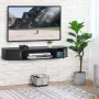 Homooi Modern 2-Tier Coffee Table with Floating AV Wall Shelf, Black - Image 2