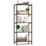 5-Tier Industrial Bookshelf Display Storage Rack with Metal Frame - Gray - Image 3