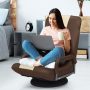 Foldable 360-Degree Swivel Gaming Floor Chair with Adjustable Backrest - Brown - Image 2