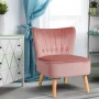 Costway Armless Accent Chair Tufted Velvet Leisure Chair Single Sofa Upholstered Blue - Image 2