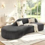 Aukfa 91" Modern Cloud Sofa Curved Boneless Couch Deep Seat Sofa for Living Room Bedroom, Chenille, Dark Gray - Image 1