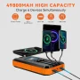 49800mAh Solar Power Bank Portable Solar Charger Built in 3 Cables and 5W Wireless Charger Power Bank,Built-in Super Bright Flashlight,Battery Pack Suitable for Outdoor Camping Hiking(Orange) - Image 6
