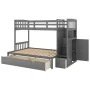 Gray Twin Over Full/Twin Convertible Bunk Bed with Storage Shelves and Drawers - Image 4