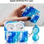 VOFUOE for Airpods Pro Case with Keychain Pop Fidget Sensory Toys Push Bubble It Cases Soft Silicone Apple Airpod 3 Cover Shockproof Stress Reliever Pop Sound Case for Airpods Pro(Blue Red) - Image 2