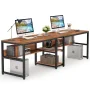 Halssey 78.74 in. Rectangular Brown Wood Writing Desk with Shelves - Image 2